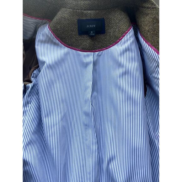 J.Crew Bristol Double Breasted Wool Herringbone Blazer Jacket Brown Size 6 - Picture 8 of 8